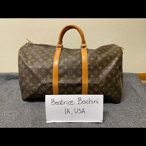 Louis Vuitton Monogram Keepall 50 Boston Travel Hand Bag